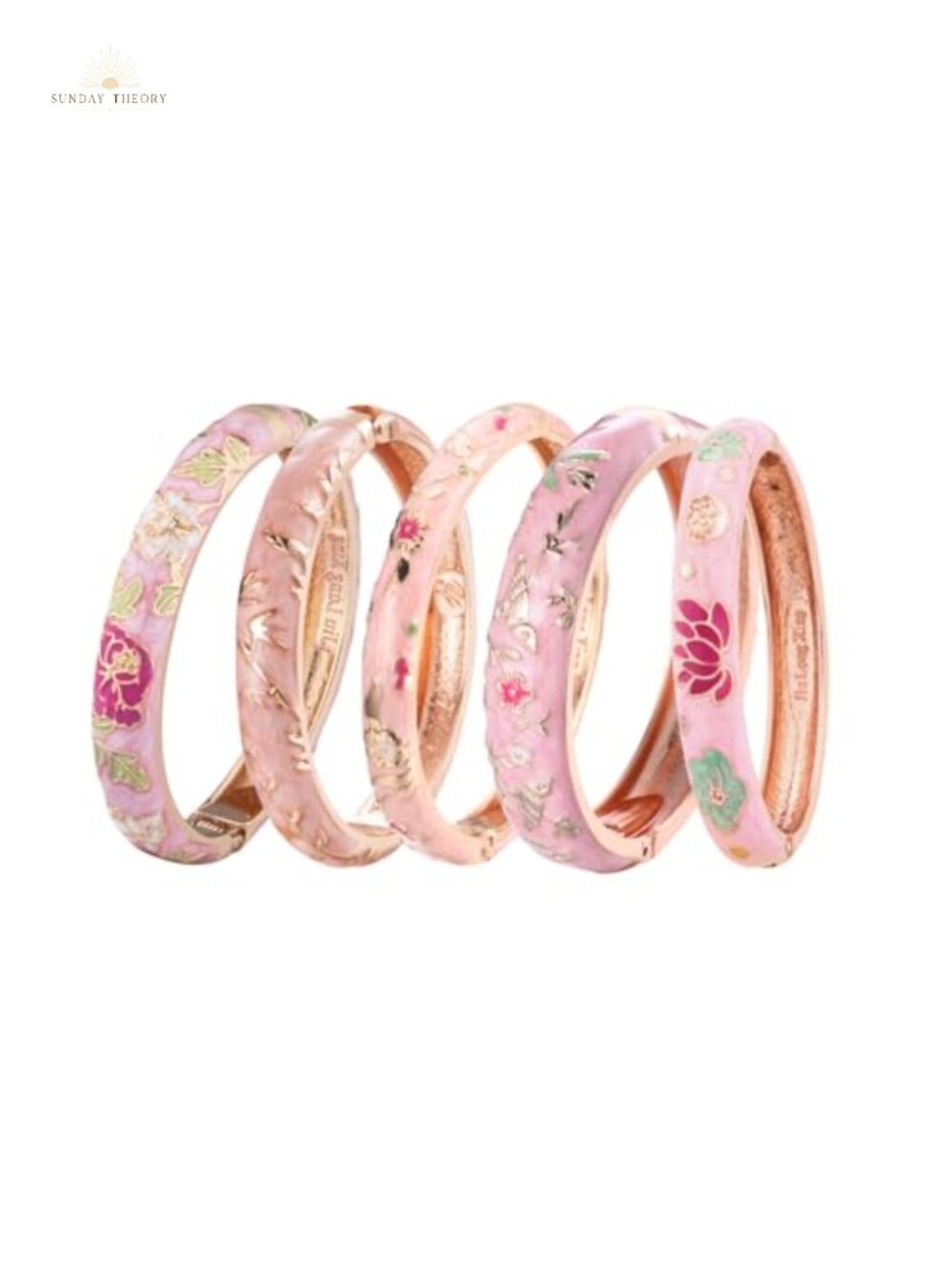 UJOY Cloisonne Enamel Bangle Set 5 Pc Bracelets Box